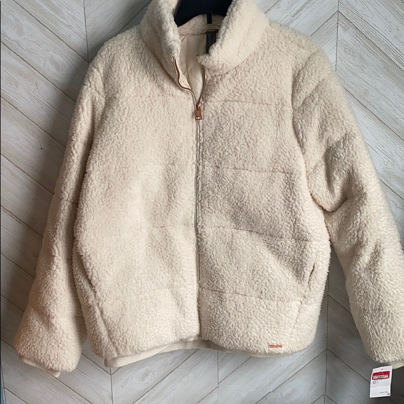 Sweaty Betty cream teddy Sherpa bomber coat jacket - Picture 2 of 8